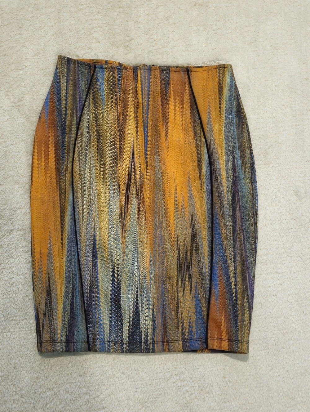 H&M Multicolor Pencil Skirt Size S Blue Gold Feminine Business Casual Work - Picture 5 of 7